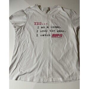 Women’s ESPN Graphic Tee – “Yes I Am a Woman, I Know the Game” Shirt